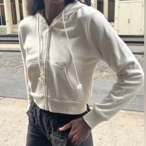 Brandy Melville Crystal Hoodie in Cream Ivory